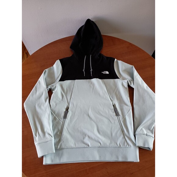 The North Face Tekno Hoodie Pullover Womens Small Sweatshirt Two Tone Blue Black - Picture 2 of 12